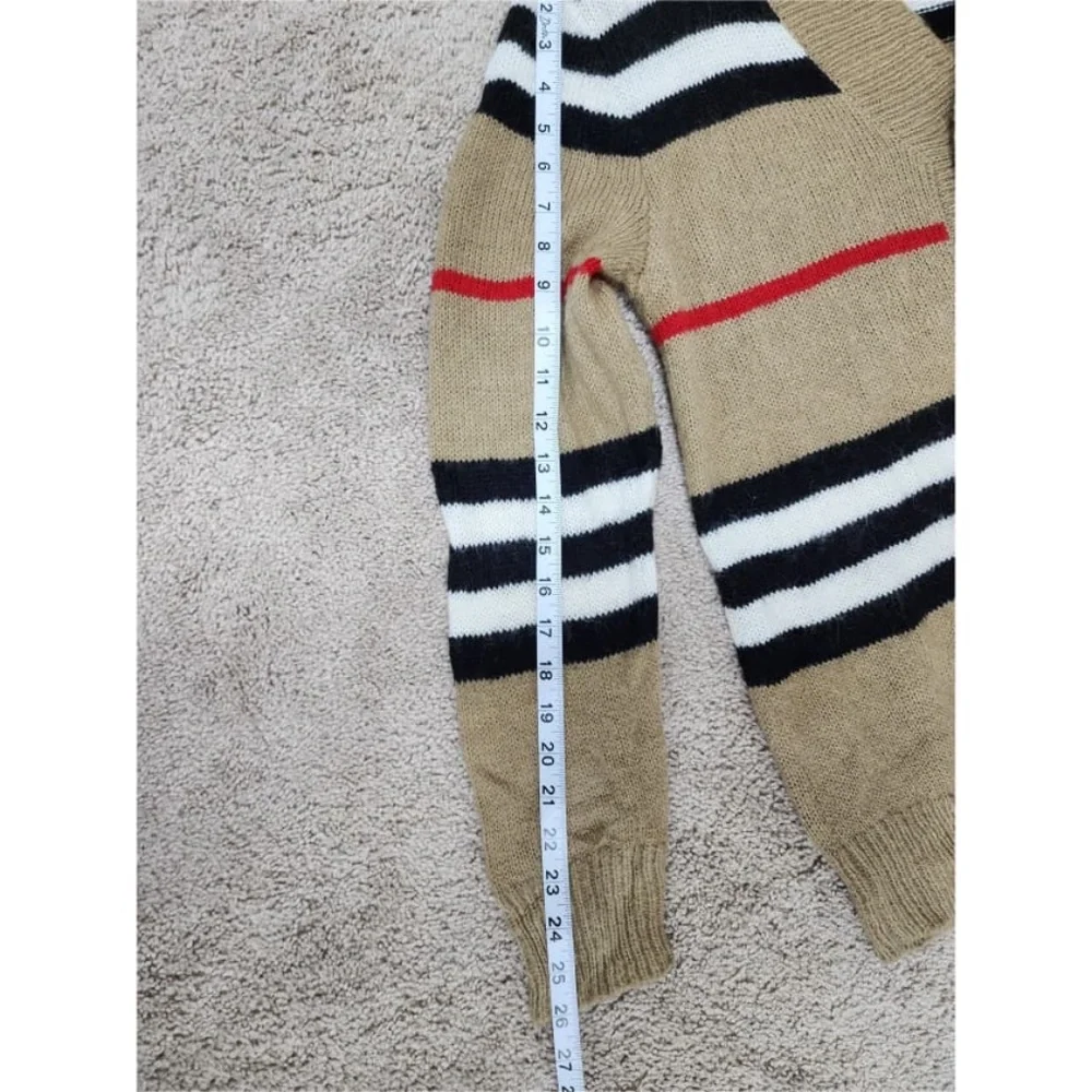 Authentic Burberry Women's Striped V-Neck Button Cardigan Mohair Blend - Picture 11 of 12